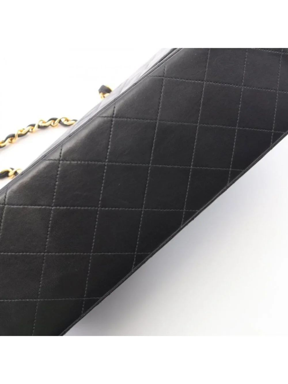 Chanel Shoulder Bag Maxi Quilted 34 Black Lambskin Chain